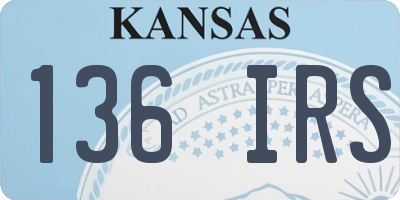 KS license plate 136IRS