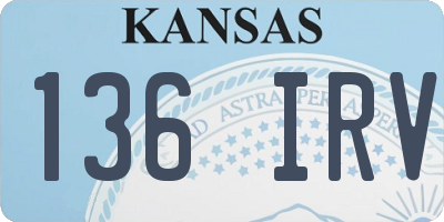 KS license plate 136IRV