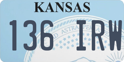 KS license plate 136IRW