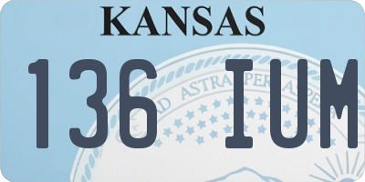 KS license plate 136IUM