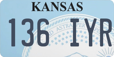 KS license plate 136IYR