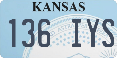 KS license plate 136IYS