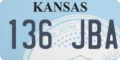 KS license plate 136JBA