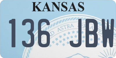 KS license plate 136JBW
