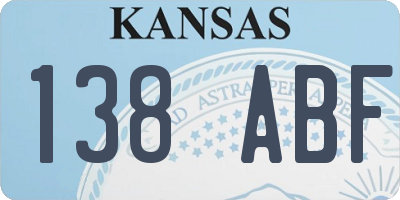 KS license plate 138ABF
