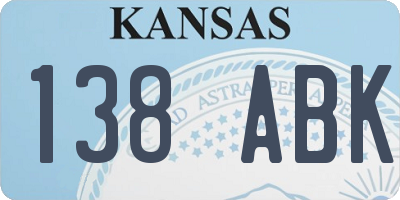 KS license plate 138ABK