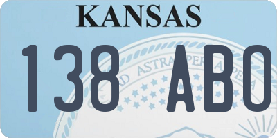 KS license plate 138ABO