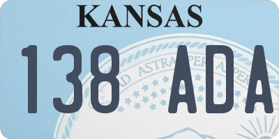 KS license plate 138ADA