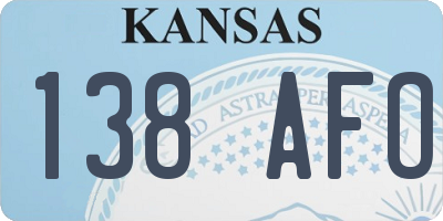 KS license plate 138AFO