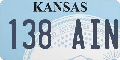 KS license plate 138AIN