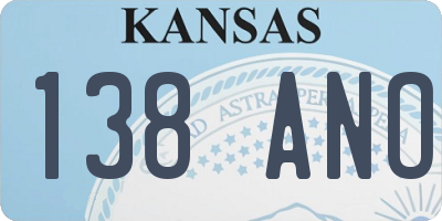 KS license plate 138ANO