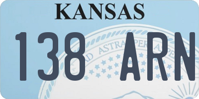 KS license plate 138ARN
