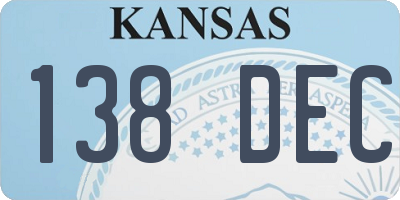 KS license plate 138DEC