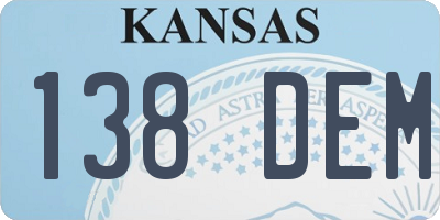 KS license plate 138DEM