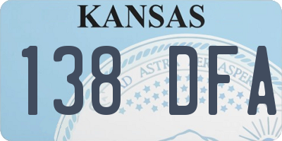 KS license plate 138DFA