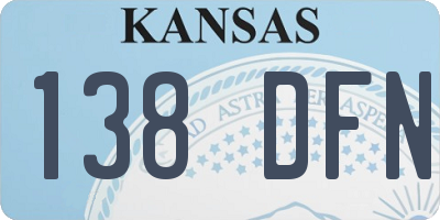 KS license plate 138DFN