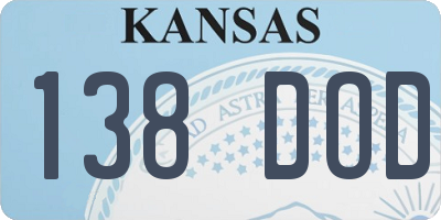 KS license plate 138DOD