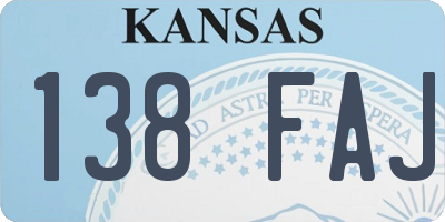 KS license plate 138FAJ