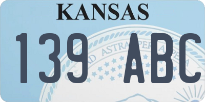 KS license plate 139ABC