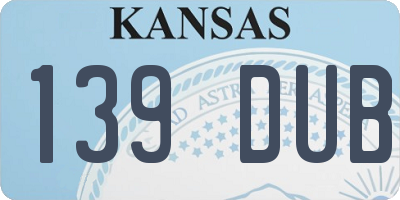 KS license plate 139DUB