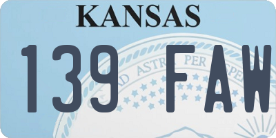 KS license plate 139FAW
