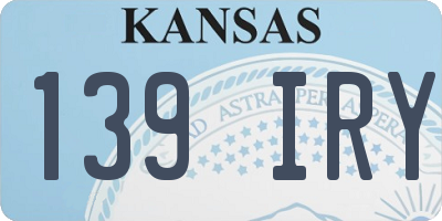 KS license plate 139IRY