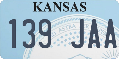 KS license plate 139JAA