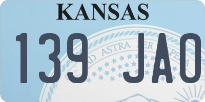 KS license plate 139JAO