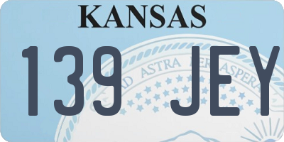 KS license plate 139JEY