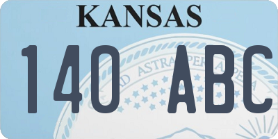 KS license plate 140ABC