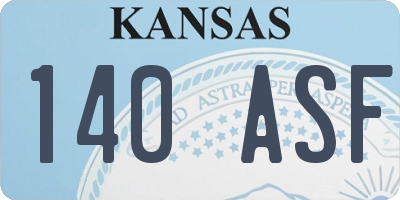 KS license plate 140ASF