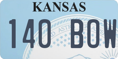 KS license plate 140BOW