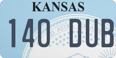 KS license plate 140DUB