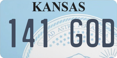 KS license plate 141GOD