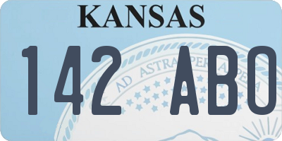 KS license plate 142ABO