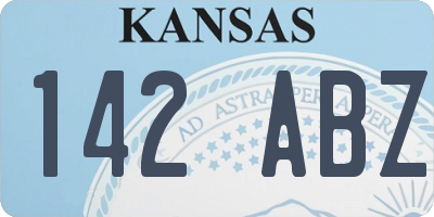 KS license plate 142ABZ