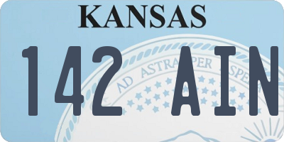 KS license plate 142AIN