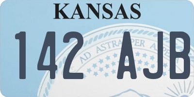 KS license plate 142AJB