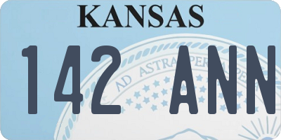 KS license plate 142ANN