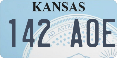KS license plate 142AOE