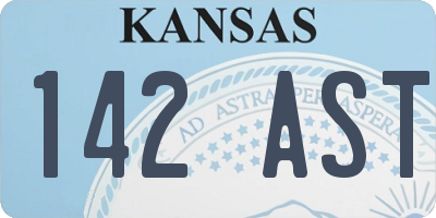 KS license plate 142AST