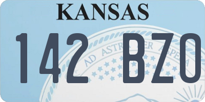 KS license plate 142BZO