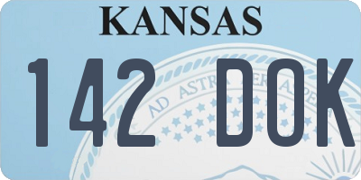 KS license plate 142DOK