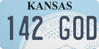 KS license plate 142GOD