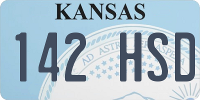 KS license plate 142HSD