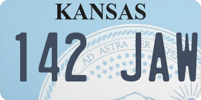 KS license plate 142JAW