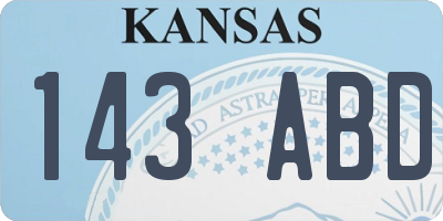 KS license plate 143ABD
