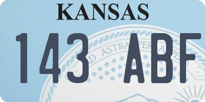 KS license plate 143ABF