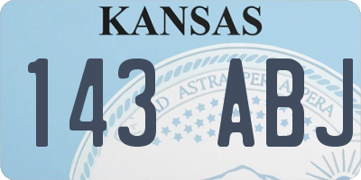 KS license plate 143ABJ