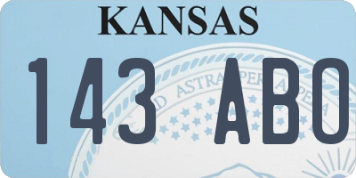 KS license plate 143ABO